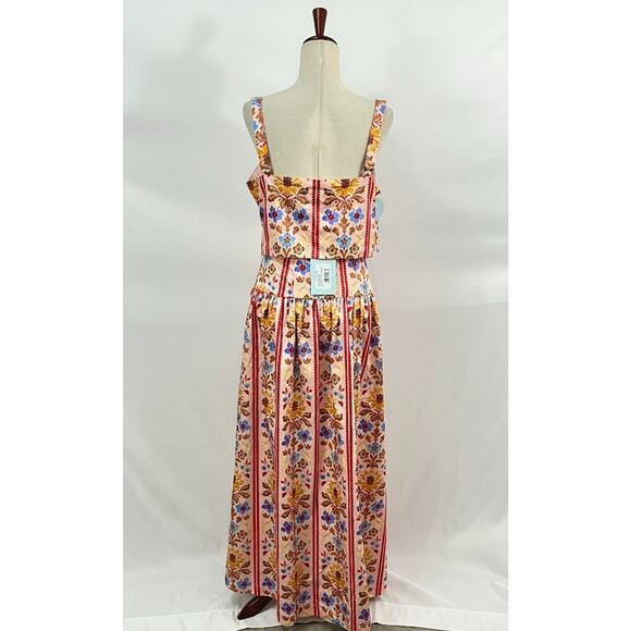 HILL HOUSE Sz XL 2pc Kate Midi Skirt Clara Crop Top Set Floral Block Stripe NWT - Picture 2 of 13